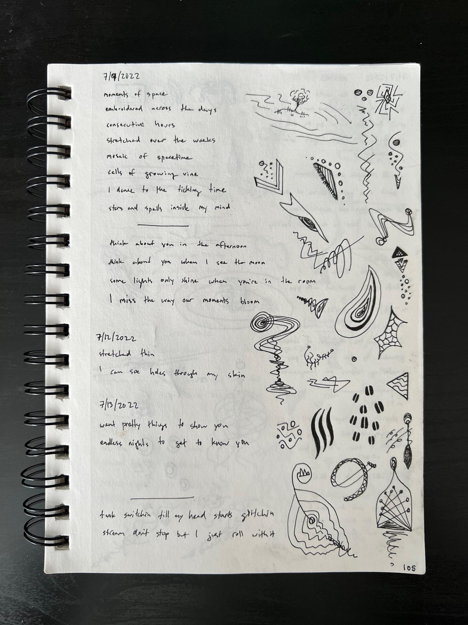 photo of sketchbook page 105